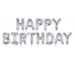 Fooliumist õhupallide komplekt "Happy birthday", hõbedane (35 cm)