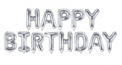 Fooliumist õhupallide komplekt "Happy birthday", hõbedane (35 cm)