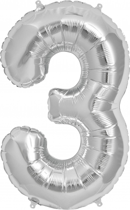 Fooliumist õhupall "3", hõbedane (85 cm)