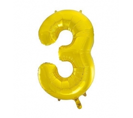 Fooliumist õhupall "3", kuldne (85 cm)