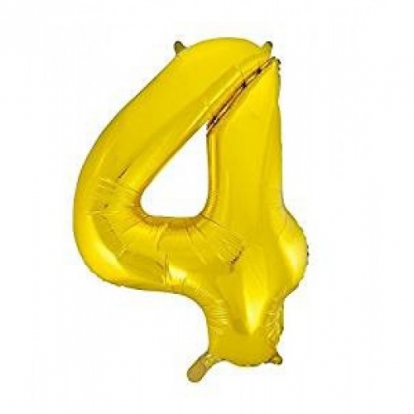 Fooliumist õhupall "4", kuldne (85 cm)