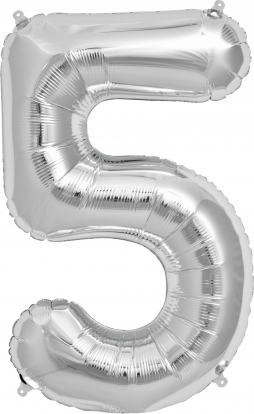 Fooliumist õhupall "5", hõbedane (85 cm)
