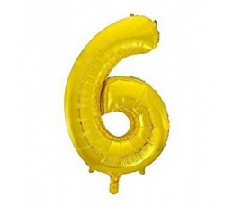 Fooliumist õhupall "6", kuldne (85 cm)