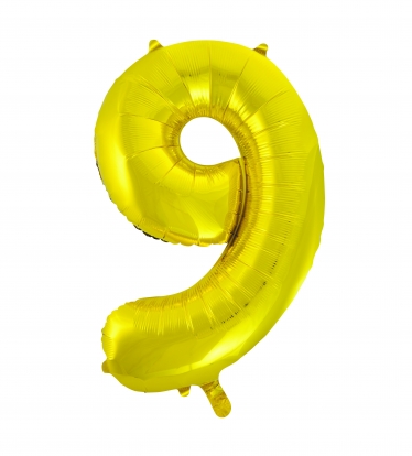 Fooliumist õhupall "9", kuldne (85 cm)