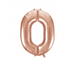 Fooliumist õhupall -number "0", roosakas kuldne (85 cm)