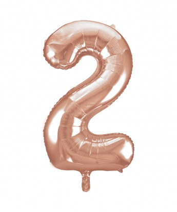 Fooliumist õhupall -number "2", roosakas kuldne (66 cm) 