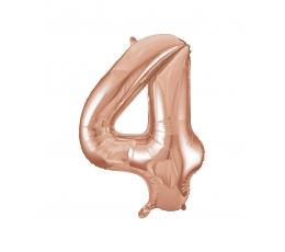 Fooliumist õhupall -number "4", roosakas kuldne (85 cm) 