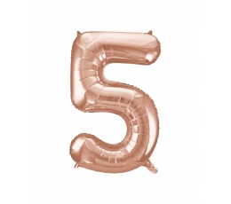 Fooliumist õhupall -number "5", roosakas kuldne (85 cm) 