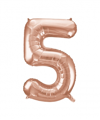 Fooliumist õhupall -number "5", roosakas kuldne (85 cm) 