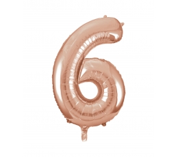 Fooliumist õhupall -number "6", roosakas kuldne (85 cm) 