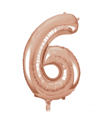 Fooliumist õhupall -number "6", roosakas kuldne (85 cm) 