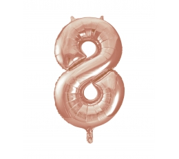 Fooliumist õhupall -number "8", roosakas kuldne (85 cm) 