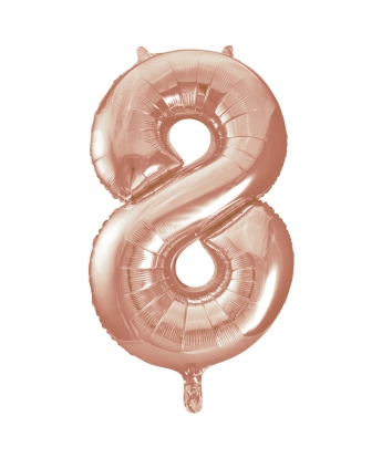 Fooliumist õhupall -number "8", roosakas kuldne (85 cm) 