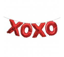 Fooliumist õhupallide komplekt "XOXO", punane (35 cm)