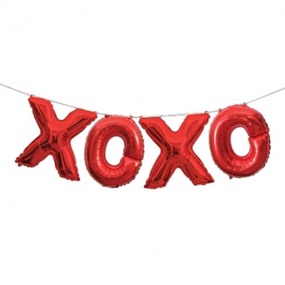 Fooliumist õhupallide komplekt "XOXO", punane (35 cm)