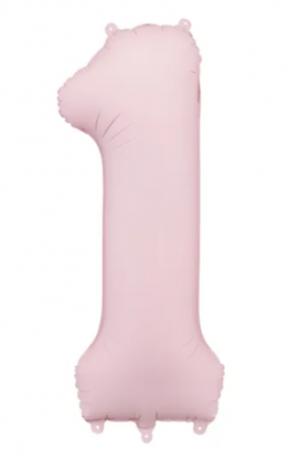 Fooliumõhupall „1“, pastellroosa (85 cm)