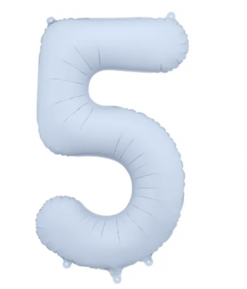 Fooliumõhupall „5“, pastelne helesinine (85 cm)