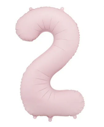 Fooliumõhupall „2“, pastellroosa (85 cm)