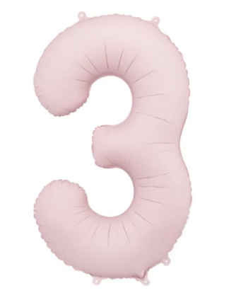 Fooliumõhupall „3“, pastellroosa (85 cm)