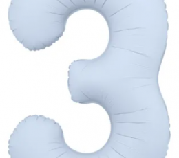 Fooliumõhupall „3“, pastelne helesinine (85 cm)