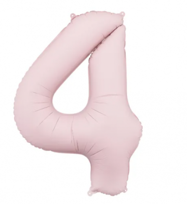 Fooliumõhupall „4“, pastellroosa (85 cm)