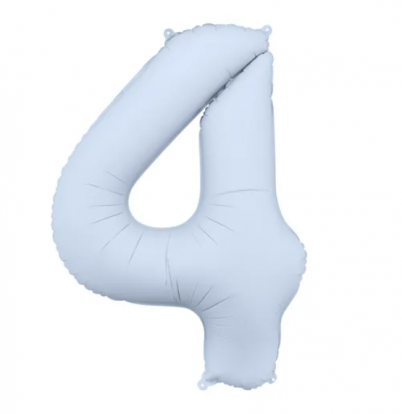 Fooliumõhupall „4“, pastelne helesinine (85 cm)