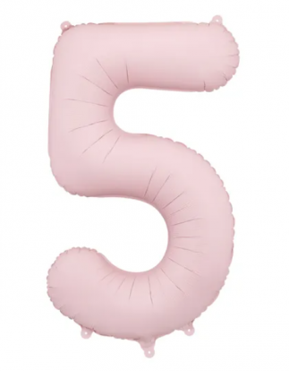 Fooliumõhupall „5“, pastellroosa (85 cm)