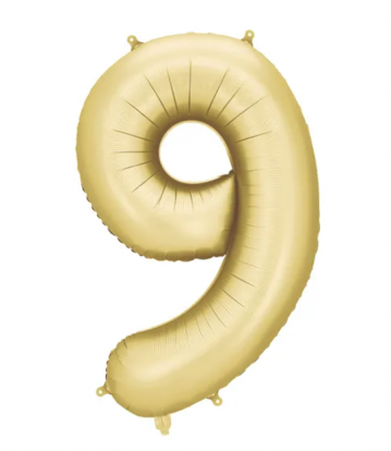 Fooliumõhupall „9“, mattkuldne (86 cm)
