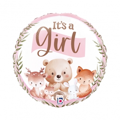 Fooliumõhupall „It's a Girl – Metsaloomad“ (46 cm)