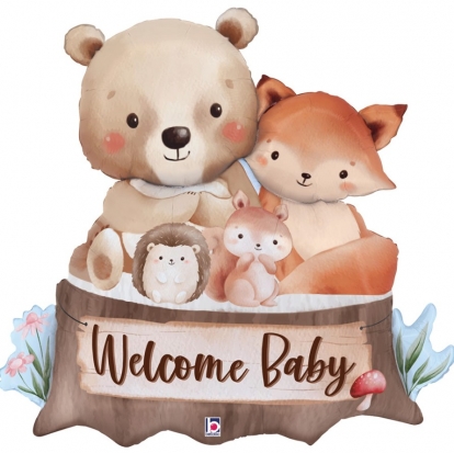 Fooliumõhupall „Welcome Baby – Metsaloomad“ (86 cm)