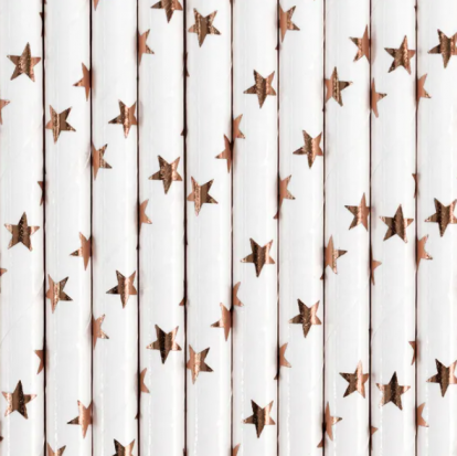 Joogikõrred „Roosakas kuldsed tähed“ (10 tk)