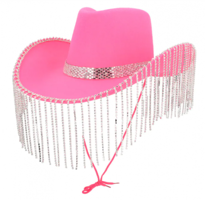  Kauboi kaabu, roosa hõbedaste tuttidega