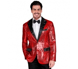 Kaunis jakk, punane läikiv sametrevääridega (XL)