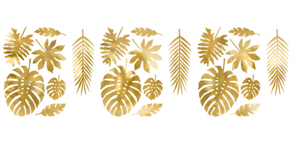 Kaunistused "Troopilised lehed", kuldsed (21 tk)