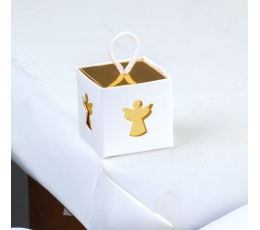 Kinkekarp akendega "Ingel", kuldne-valgega (5x5x5 cm)