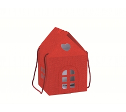 Kinkekarp akendega "Majake", punane (20X20X18 cm)