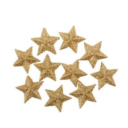 Kleebised 3D kaunistused "Kuldsed tähed" (10 tk./2,5 cm)