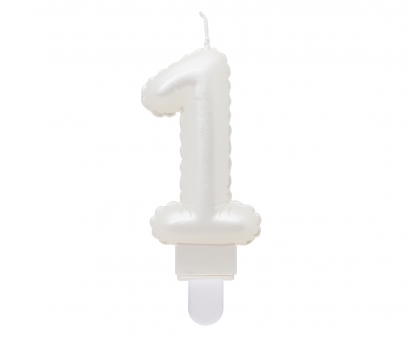 Küünal „1“, valge pärlmutter (7 cm)