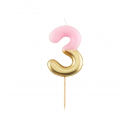  Küünal "3", roosakas kuldne (7 cm)