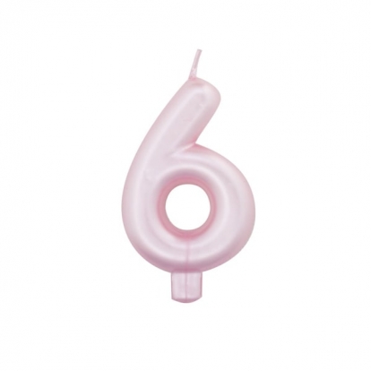 Küünal "6", roosa pärlmutter (7 cm)