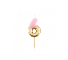 Küünal "6", roosakas-kuldne (10 cm)