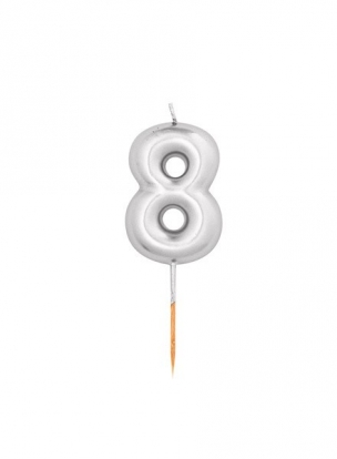 Küünal "8", hõbedane (8 cm)
