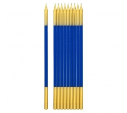  Küünlad, sinised-kuldsed  (10 tk / 15 cm)