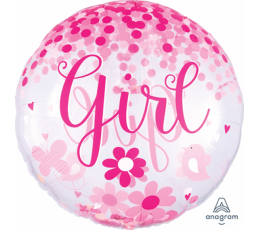 Läbipaistev õhupall konfettidega ''Girl'' (71 cm)