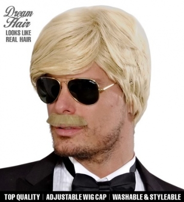 Meeste parukas koos vuntsidega "Blonde Playboy"
