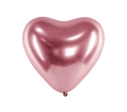 Kroomitud õhupall-süda, roosakas-kuldne (30 cm/Party Deco)