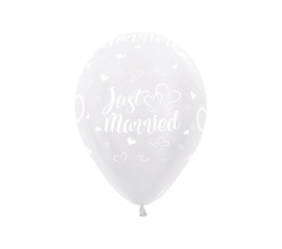 Õhupall "Just Married", valge pärlmutter (30 cm)