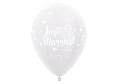 Õhupall "Just Married", valge pärlmutter (30 cm)