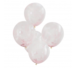 Õhupallid, läbipaistvad roosade konfettidega (5tk./30 cm)