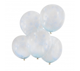 Õhupallid, läbipaistvad siniste konfettidega (5tk./30 cm)